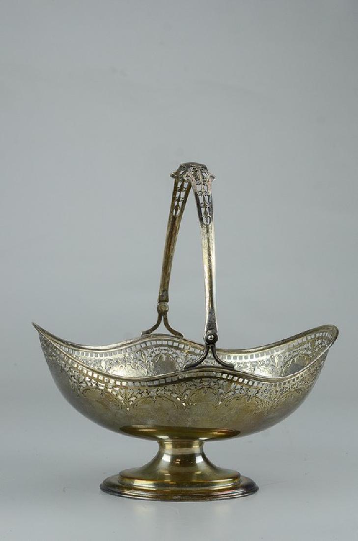 Sterling silver reticulated footed swing-arm basket (1 of 4)