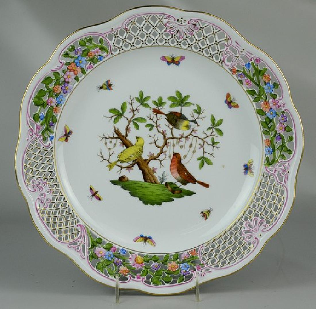 Herend Rothschild Bird pattern reticulated charger