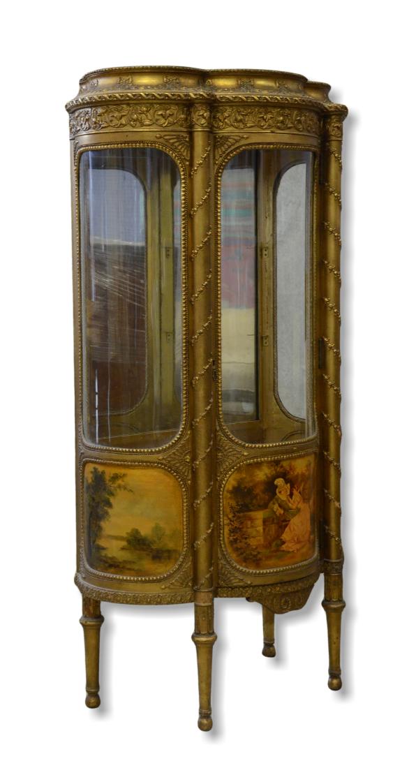 French style gilt carved bowfront cabinet (1 of 6)