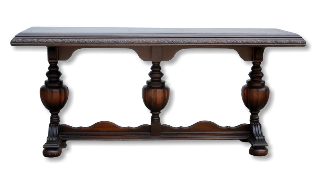 Walnut Jacobean style library table (1 of 2)