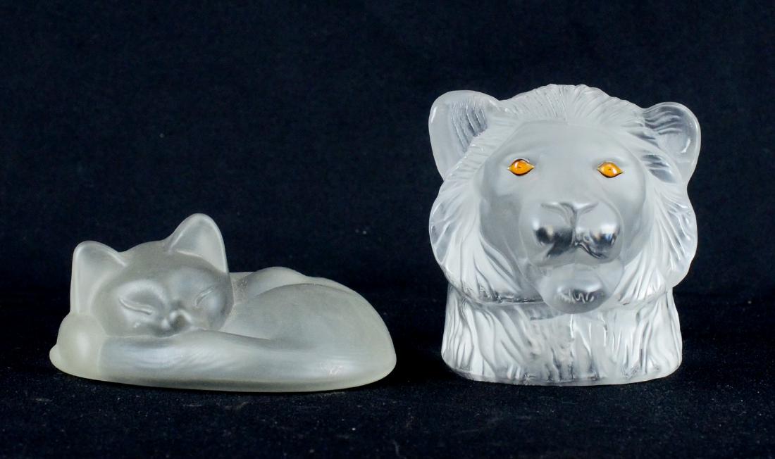 (2) Glass animal paperweights