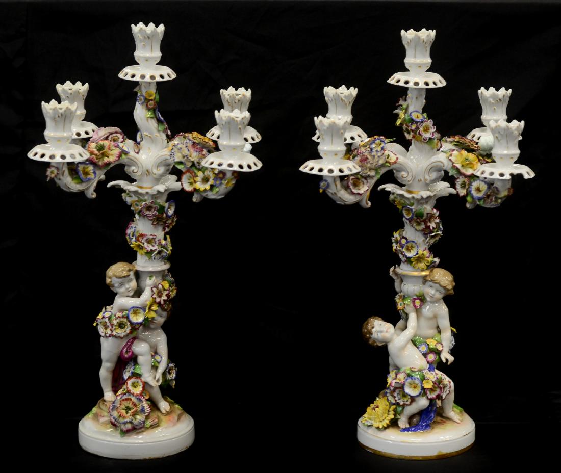 Pr Schierholz porcelain 2-part figural candelabra (1 of 9)