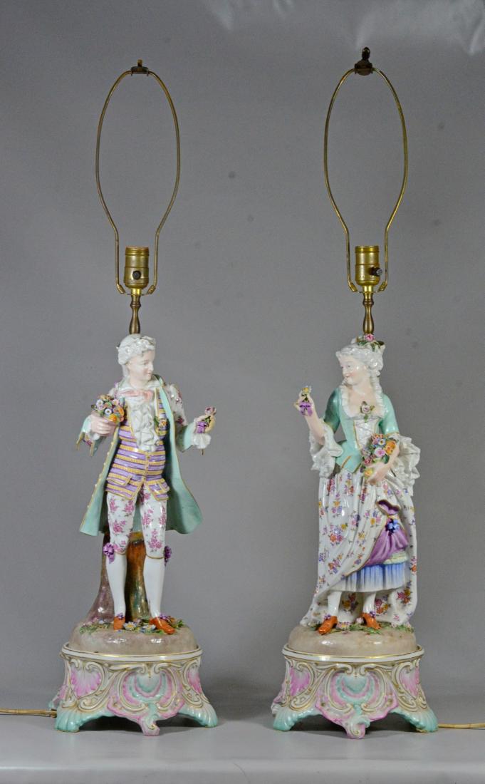 Pair of German porcelain figural candlesticks (1 of 9)