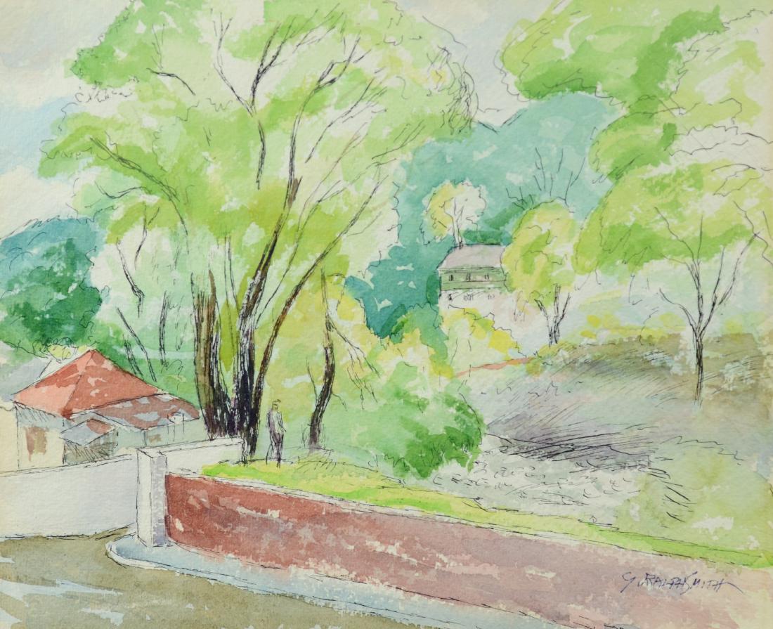 G Ralph Smith, watercolor, "Pastoral Landscape" (1 of 3)