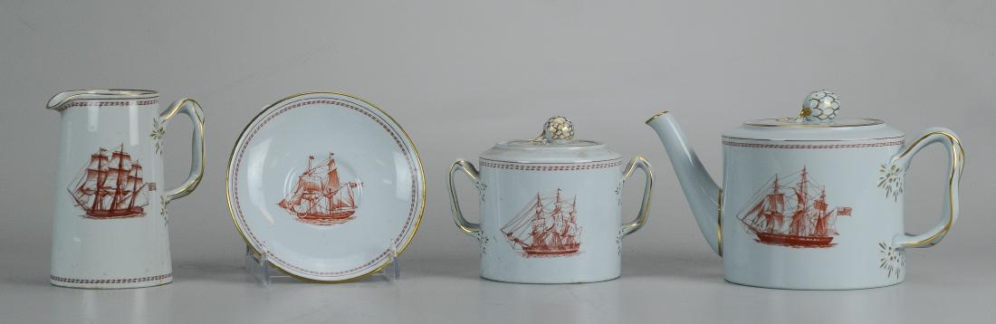 (4) pcs Spode Red Trade Winds porcelain (1 of 5)