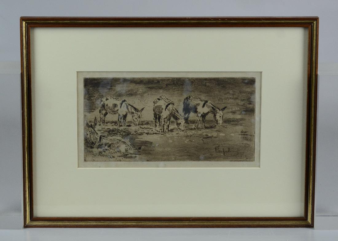 Felix Buhot, etching "Quarte Anons Dans Un Pre" (1 of 2)