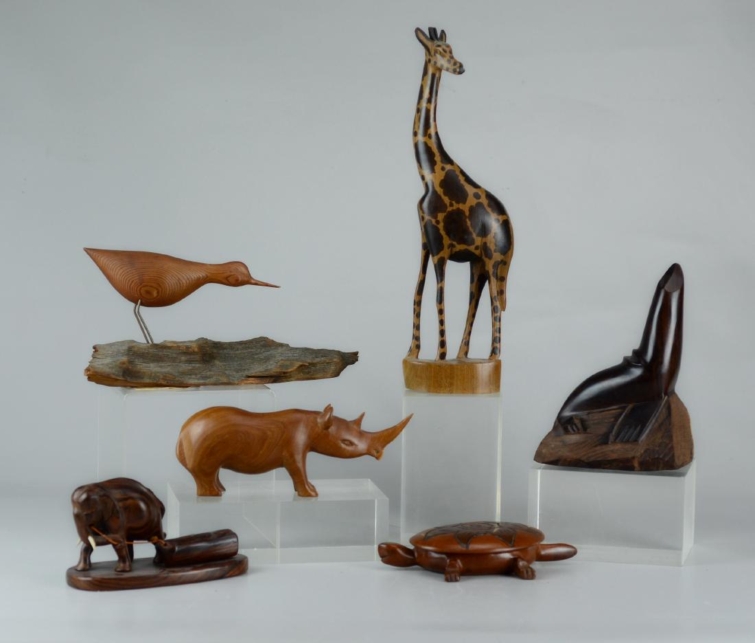 (6) Carved wood animal figurines (1 of 1)