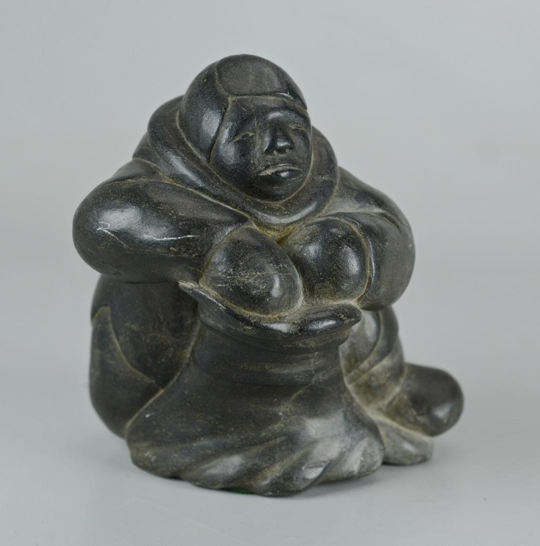 Inuit sculpture, man: Inuit sculpture, man, signed "Joanessie E 9 1379", 6-3/4" h