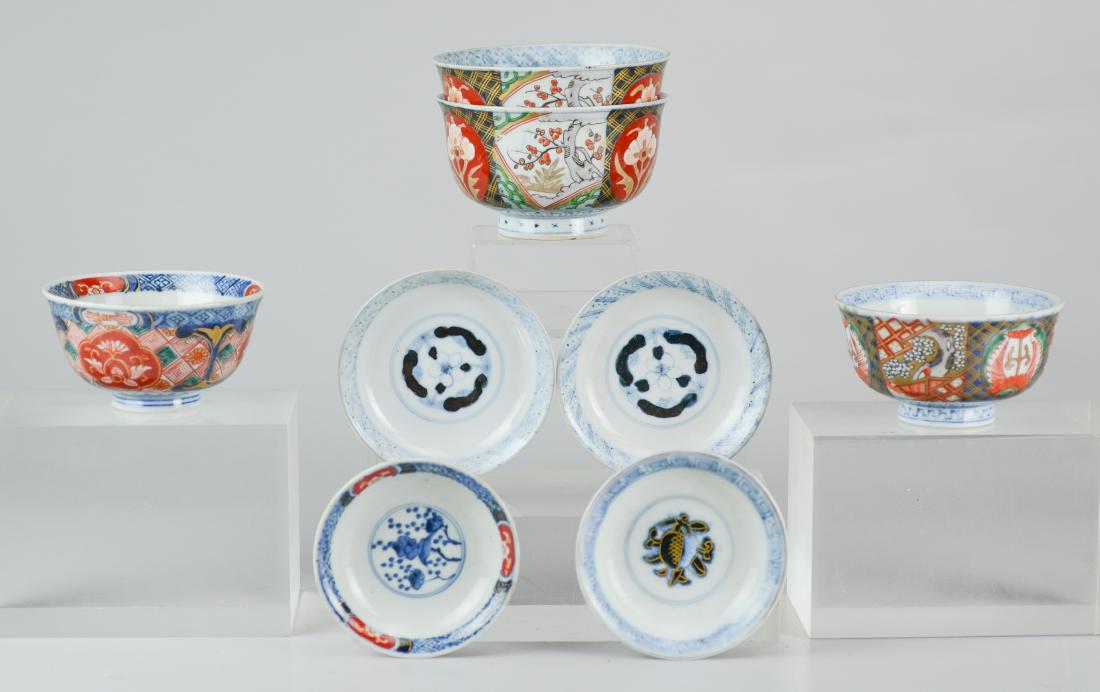 (4) Japanese Imari covered rice bowls (1 of 2)
