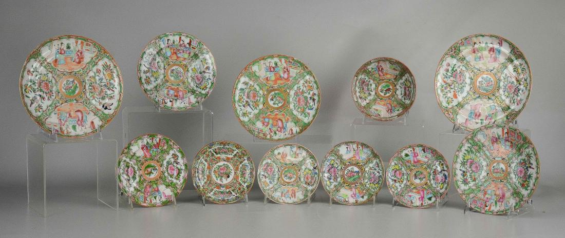 (11) pcs Chinese Rose Medallion porcelain (1 of 9)