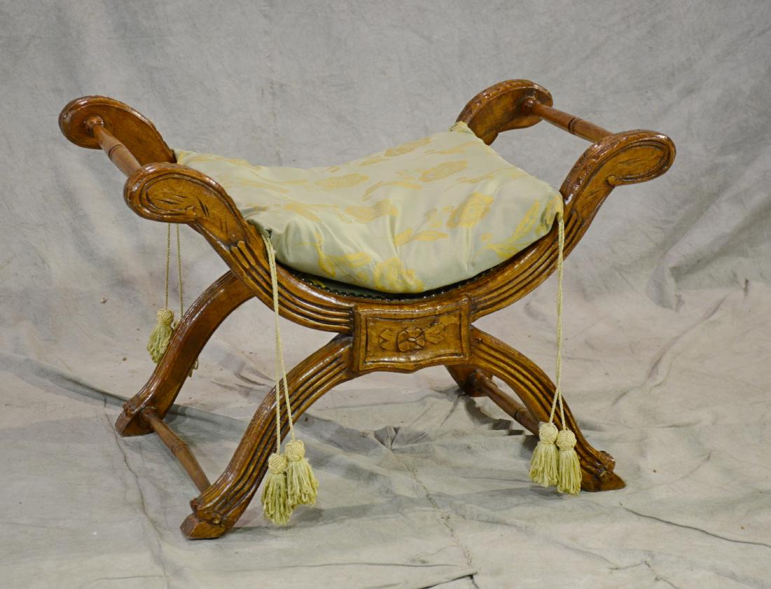 Walnut carved cerule stool (1 of 1)