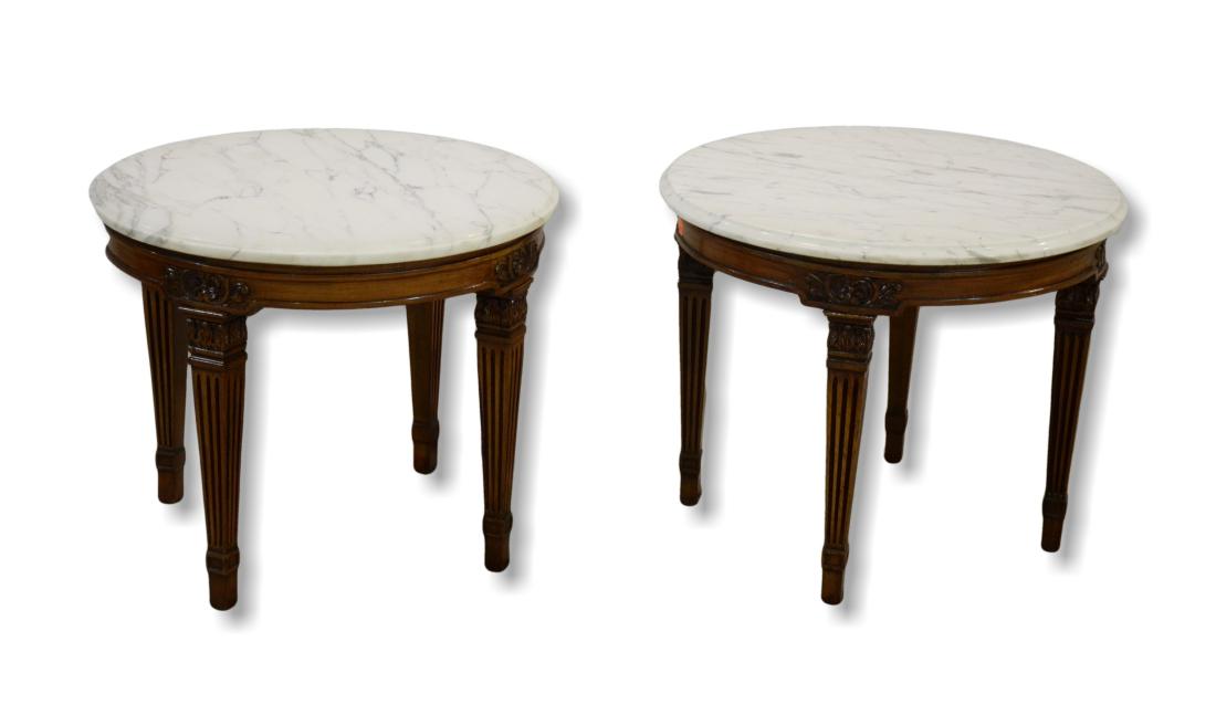 (2) Louis XVI style marble top side table (1 of 1)