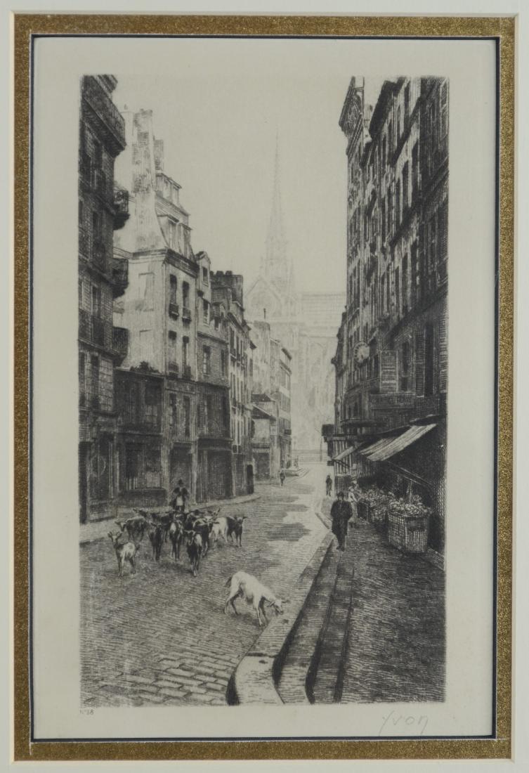Adolphe Yvon (French, 1817-1893), etching of a stree (1 of 3)