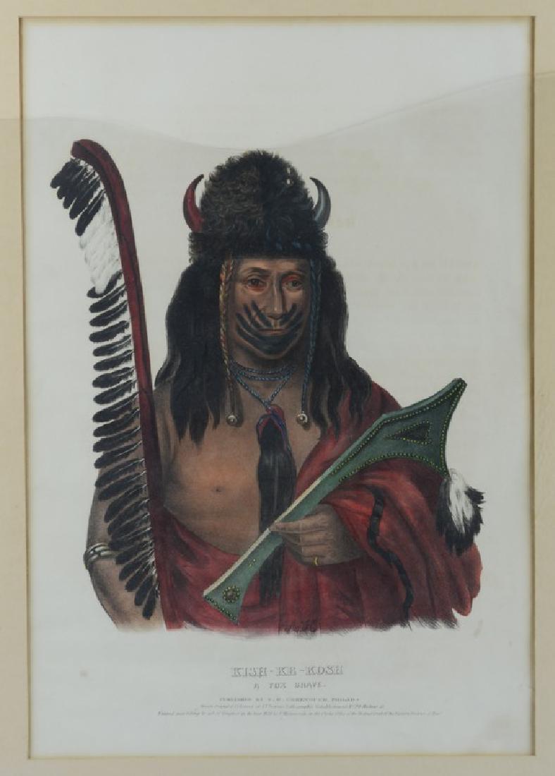 Hand-colored lithograph on paper, "Kish-Ke-Kosh, A F (1 of 2)