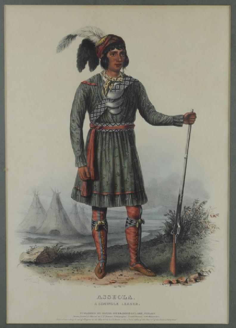 Hand-colored lithograph on paper, "Asseola, A Semino (1 of 2)