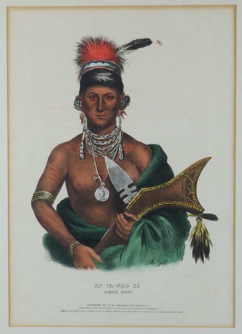 Hand-colored lithograph on paper, "Ap-Pa-Noo-See, Sa (1 of 2)