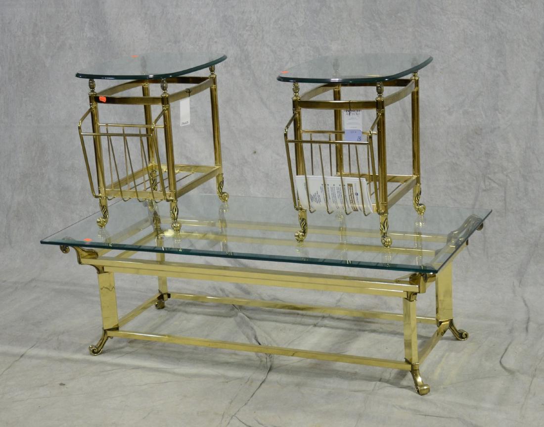(3) brass glass top tables (1 of 1)