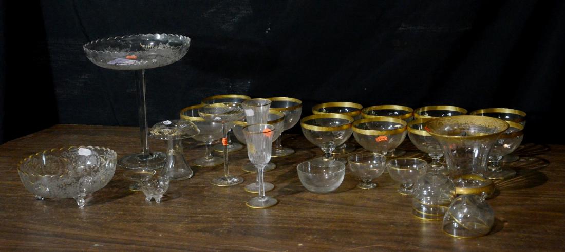 (29) pcs clear glass (most gilt trimmed) (1 of 1)