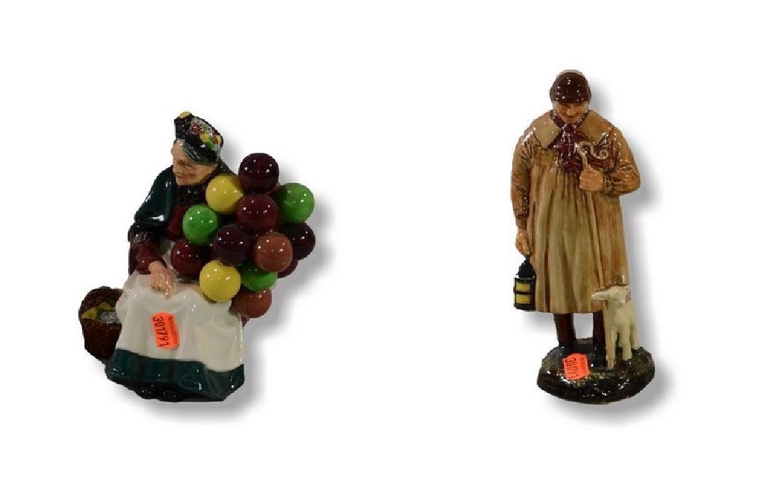 (2) Royal Doulton figurines: (2) Royal Doulton figurines, Balloon Lady, and The Shepherd, 9"h