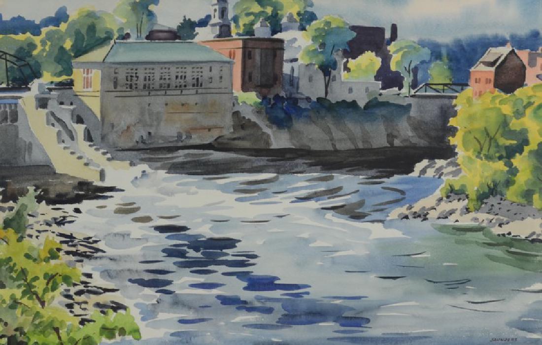 Francis Saunders Watercolor "Skowhegan on the Kennebec (1 of 4)