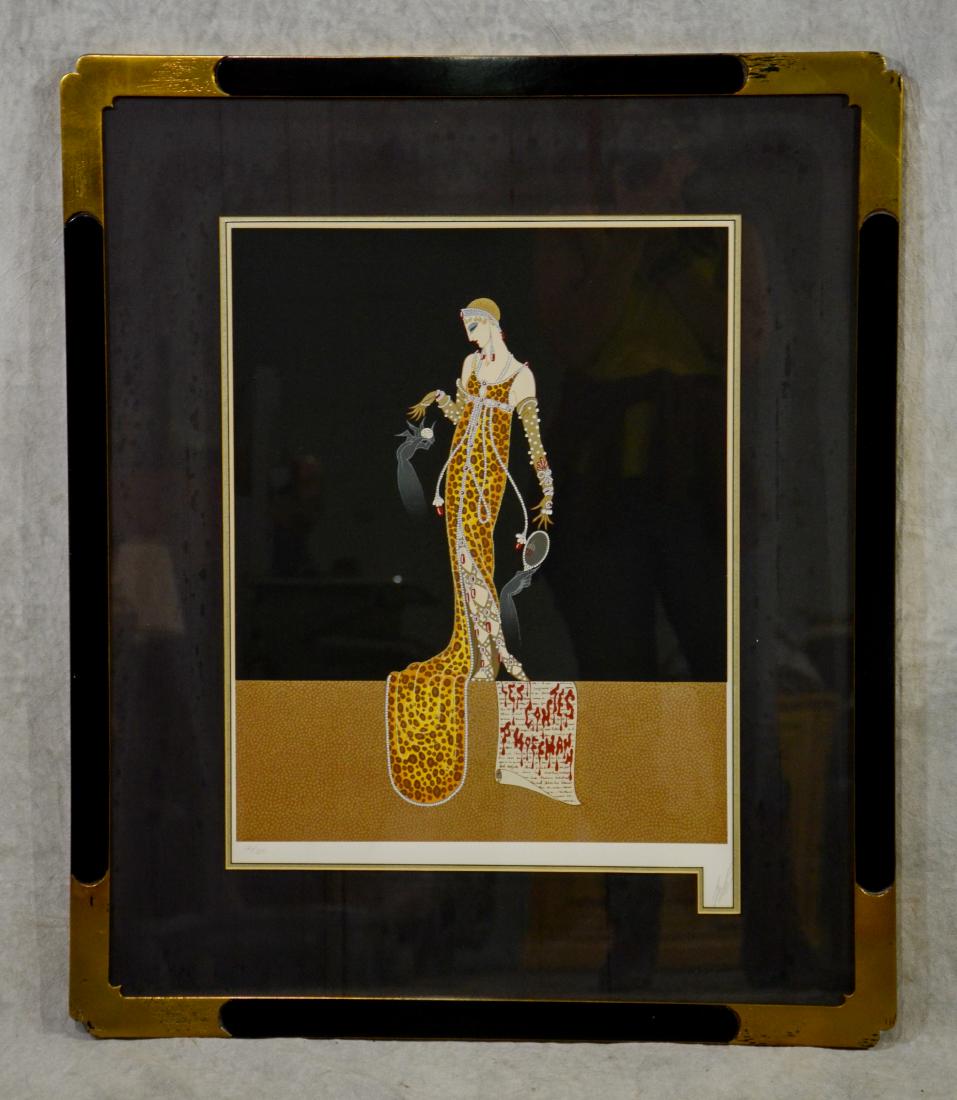 Erte serigraph "Giulietta, Les Contes d'Hoffmann": Erte,(French 1892-1990), serigraph, "Giulietta, Les Contes d'Hoffman", silkscreen on paper, pencil signed "Erte", 121/300, 21-1/2" x 17-1/4" image, framed 34-1/2" x 29", very good condition, wear to g