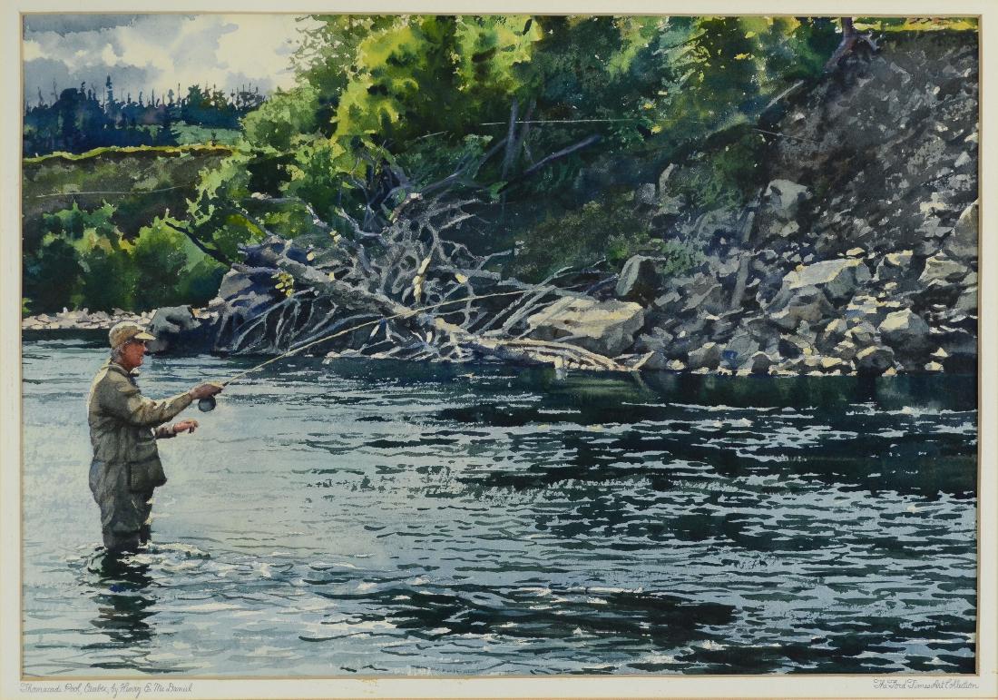 Henry E. McDaniel Watercolor of Man Fishing (1 of 4)