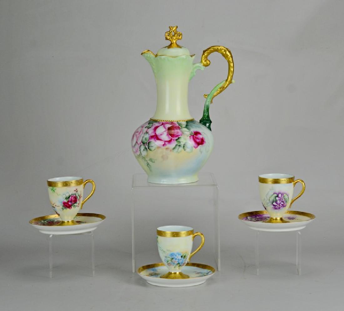 Hand Painted Chocolate Pot with Similar Cups and (1 of 2)