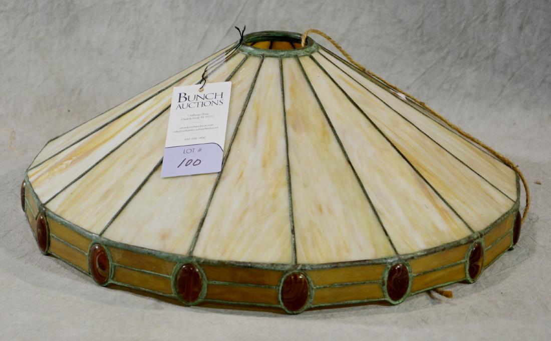 Caramel slag leaded glass lamp shade, cameo border: Caramel slag leaded glass lamp shade, cameo border, 6-3/4" h x 18" dia