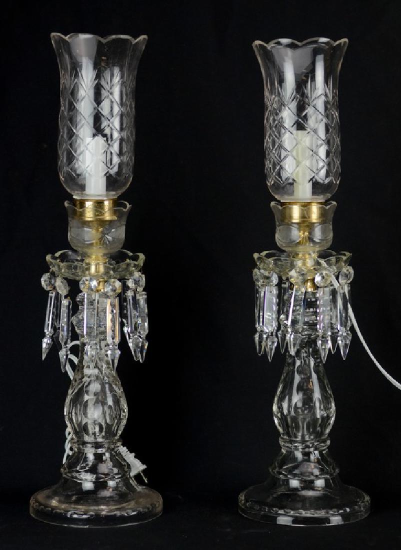 Pr of Crystal Candle Table Lamps with Prisms (1 of 1)