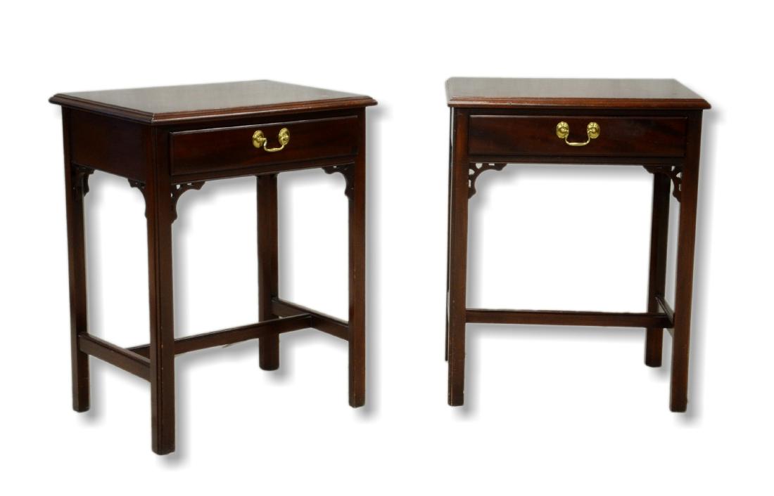 Pr Mahogany Chippendale style one drawer side tables (1 of 1)