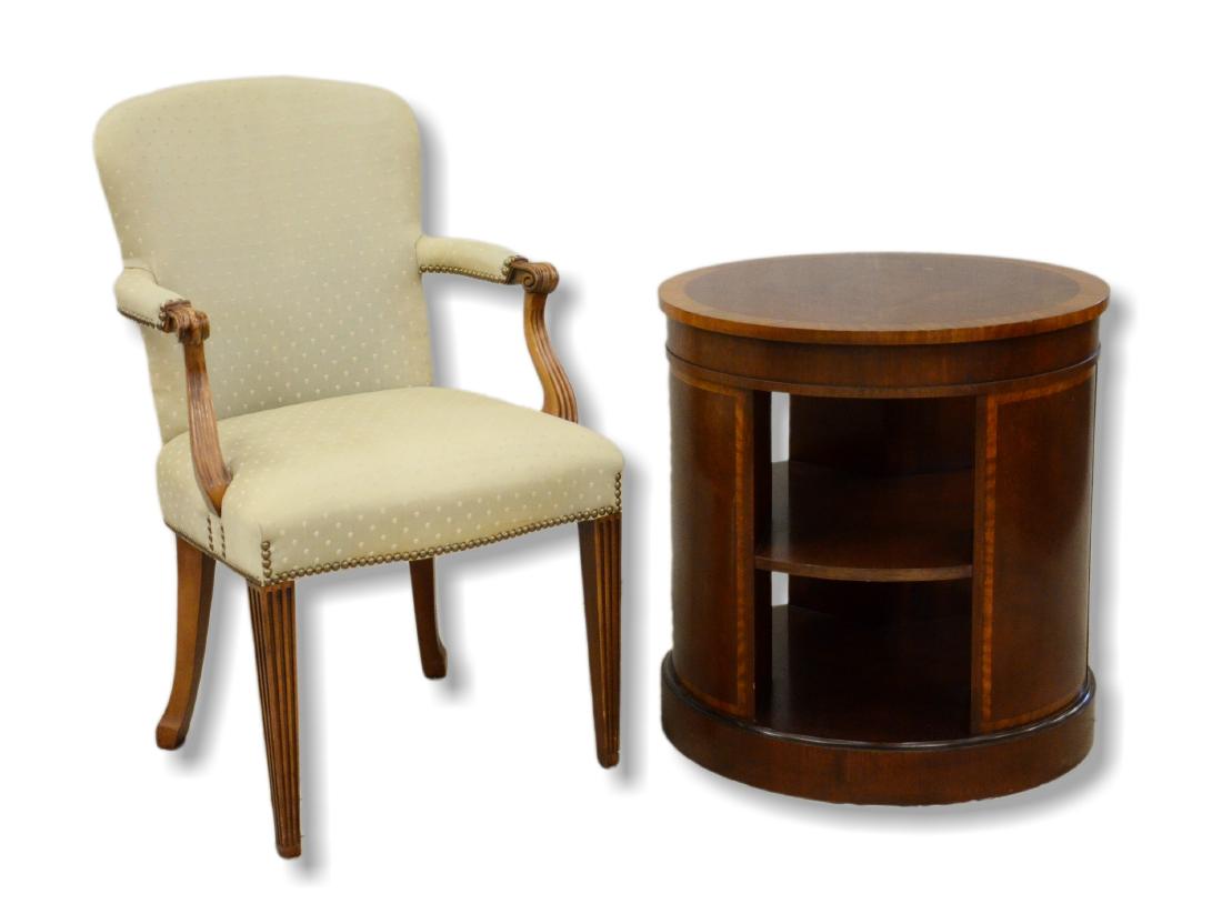 Mahogany drum table/bookshelf, & a Louis XV style (1 of 1)