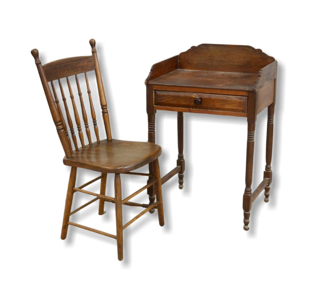 Sheraton one drawer stand, with a spindle back chair (1 of 1)