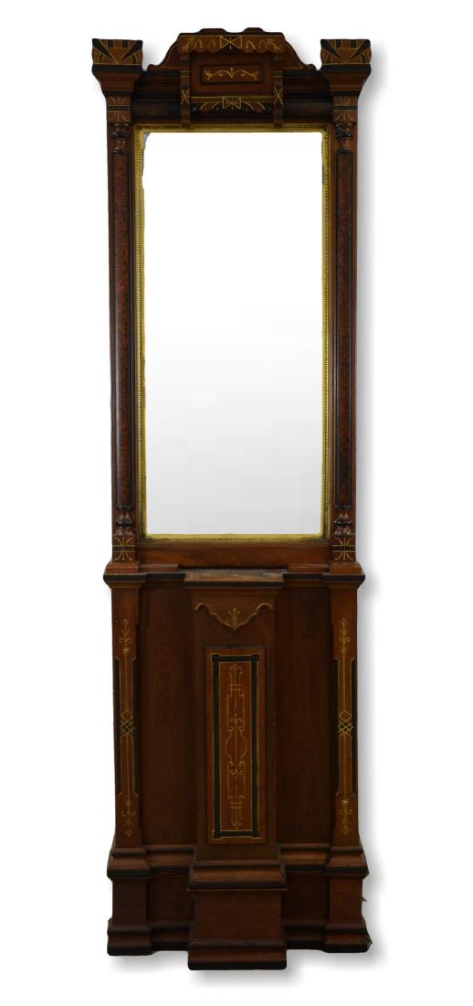 Walnut Eastlake Victorian pier mirror, on base (1 of 1)