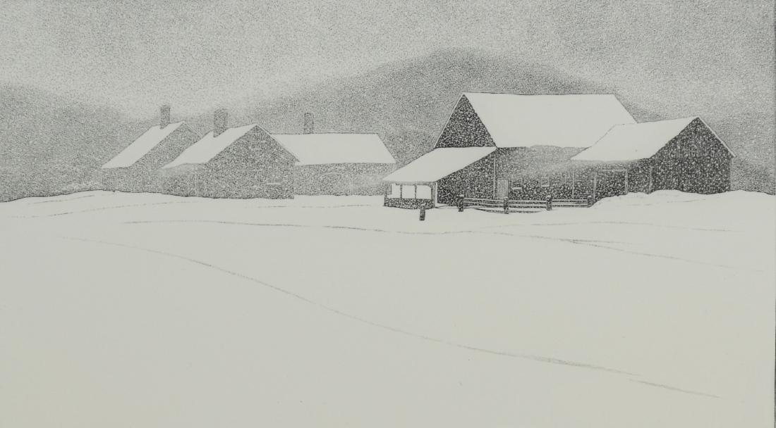 Asa Cheffetz Wood Engraving, "Winter Weather" (1 of 3)