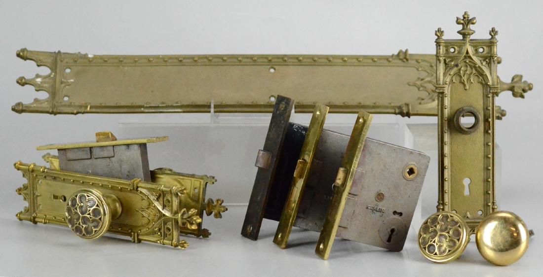 Lot of Corbin Wrought Brass Cathedral Gothic Door (1 of 2)