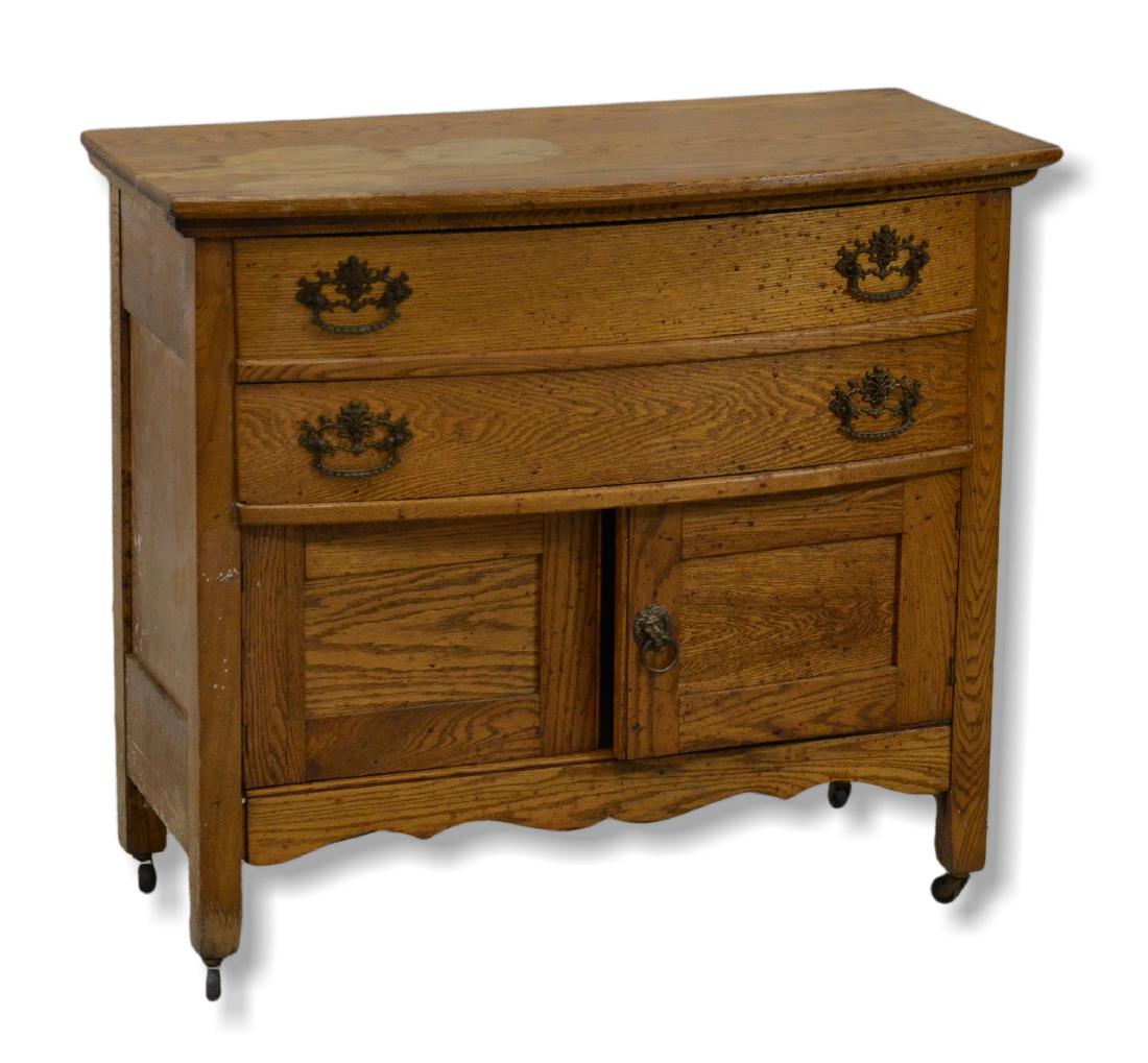 Oak bow front washstand (1 of 1)