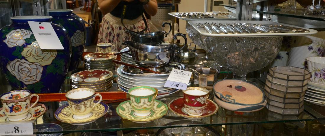 Shelf #8 - Lot of porcelain, silver, glass (1 of 1)