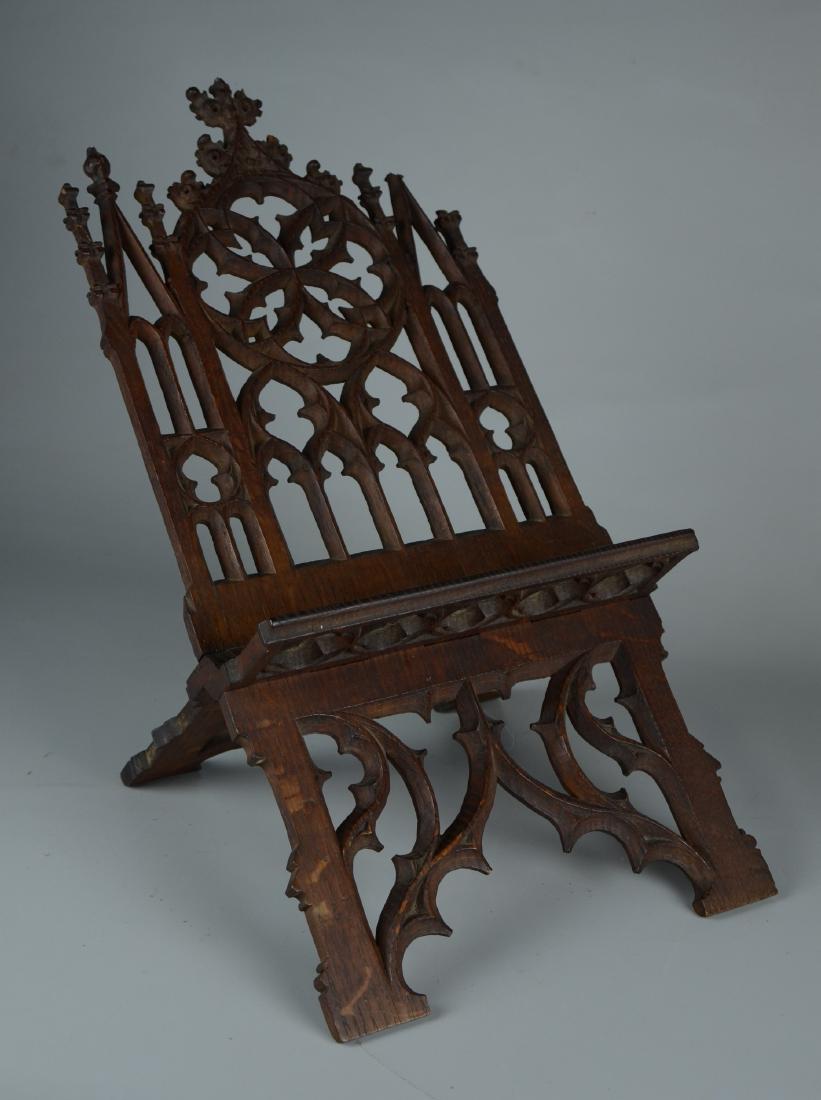 Carved oak Gothic bookstand (1 of 1)