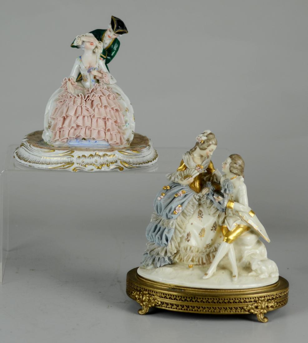 (2) Porcelain Lace Couple Figurines