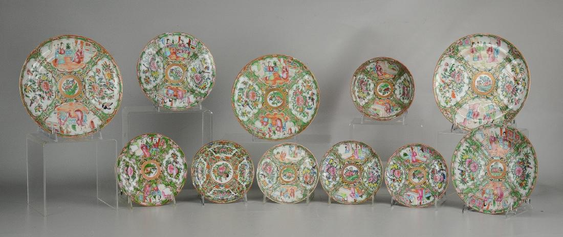 (11) pcs Chinese Rose Medallion porcelain (1 of 9)