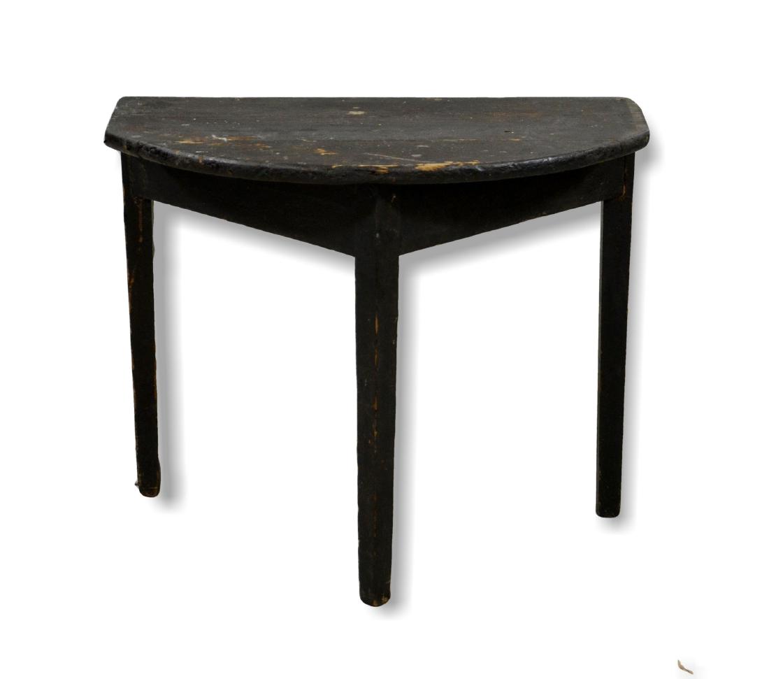 Pine black painted demilune 3 legged table (1 of 1)