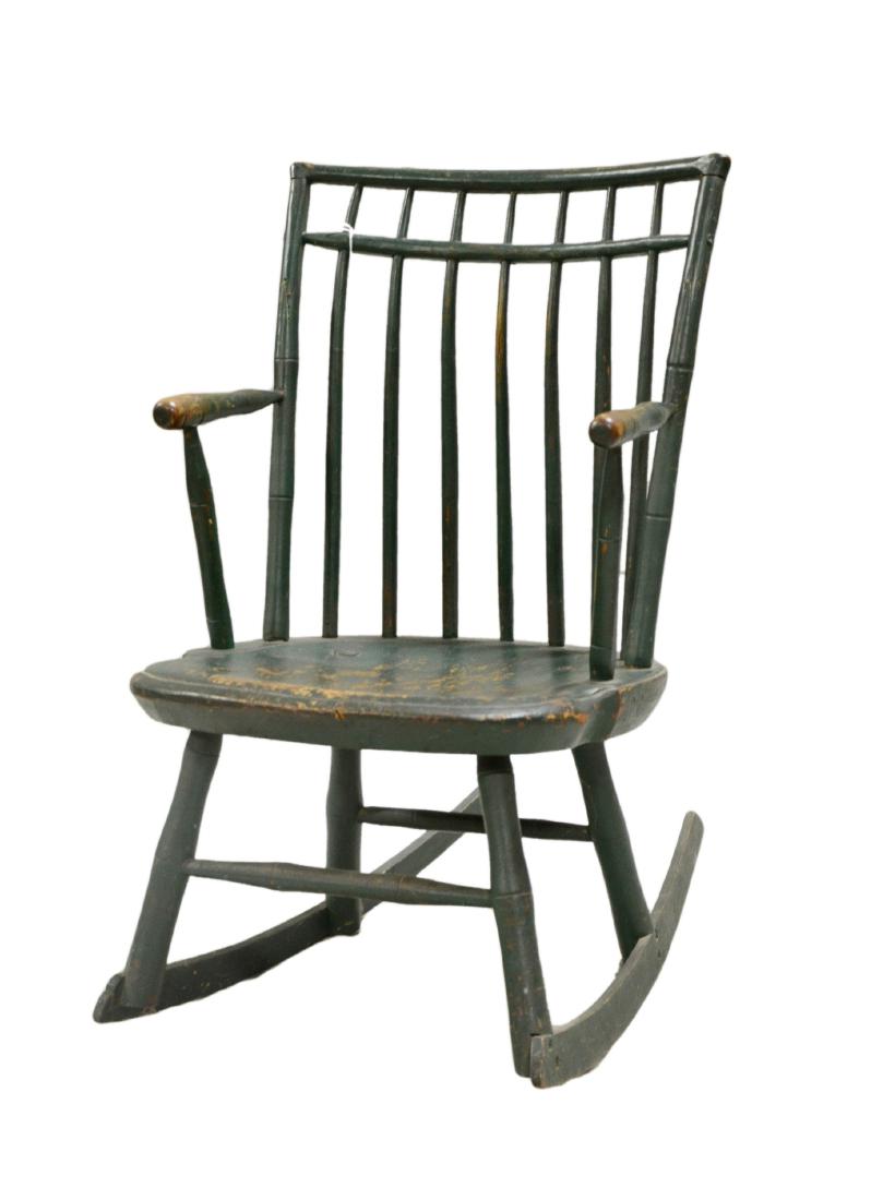 Green painted Windsor armed rocking chair (1 of 1)