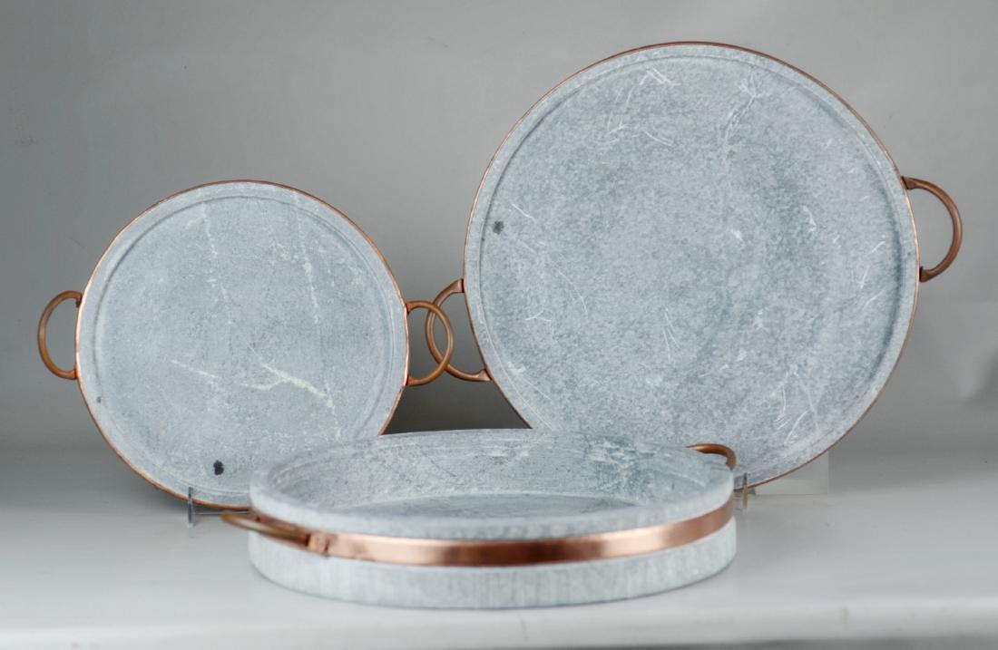 3 copper rimmed and handled stone serving trays (1 of 1)