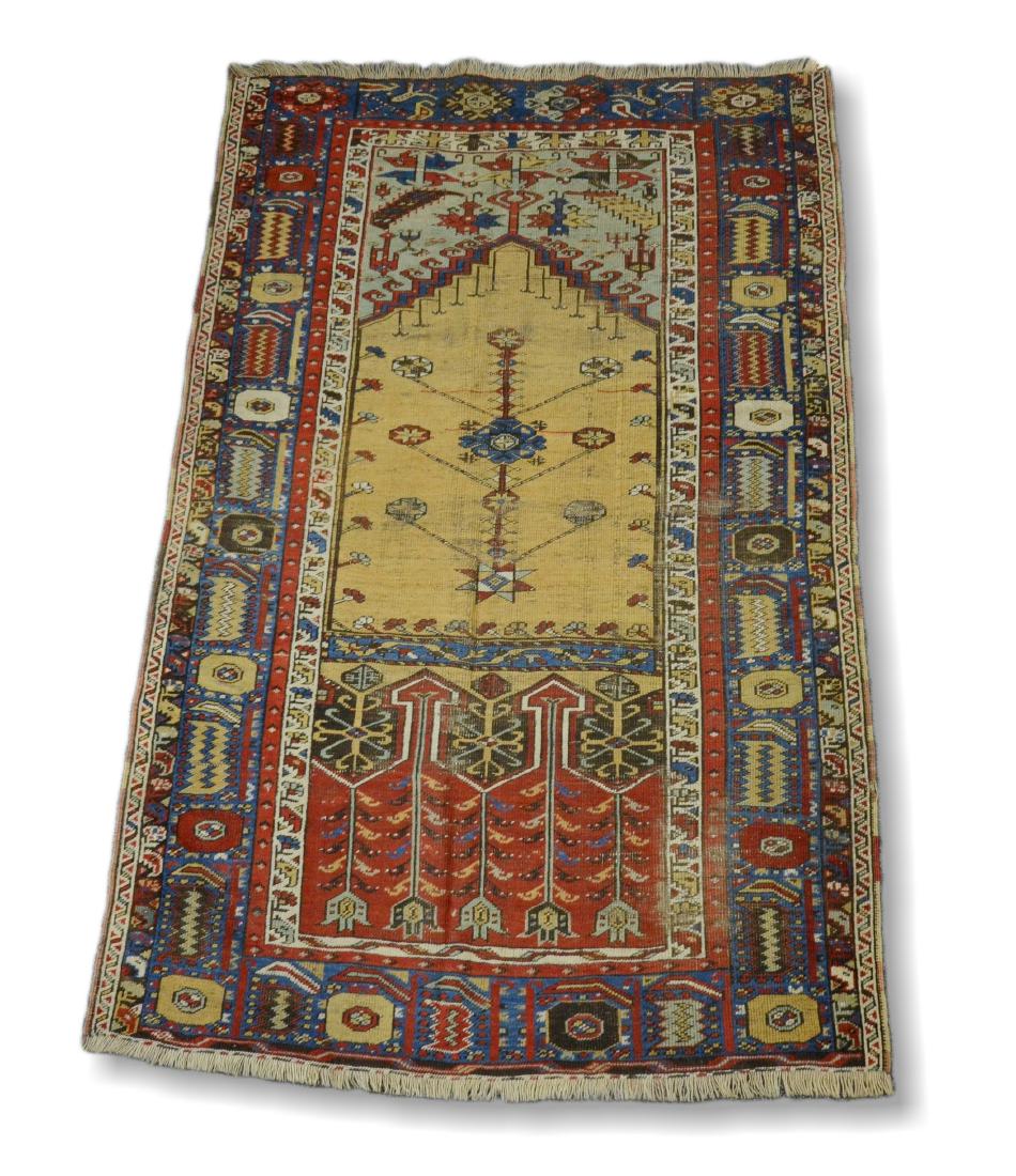 Circa 1910's Turkish Ladik Prayer Rug 4'1" x 7'1" (1 of 3)