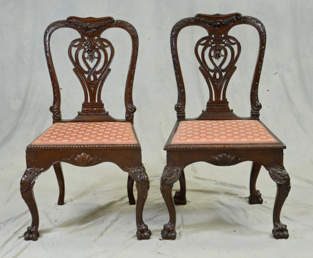 Near pr carved mahogany Georgian style DR chairs (1 of 8)