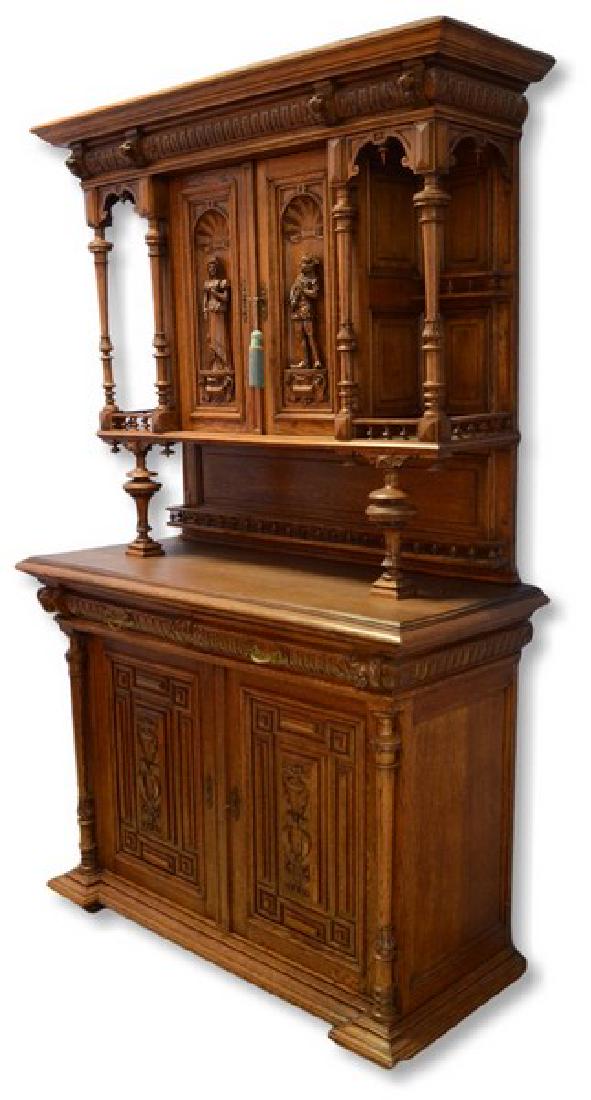 2-Part Continental Victorian carved oak sideboard (1 of 1)