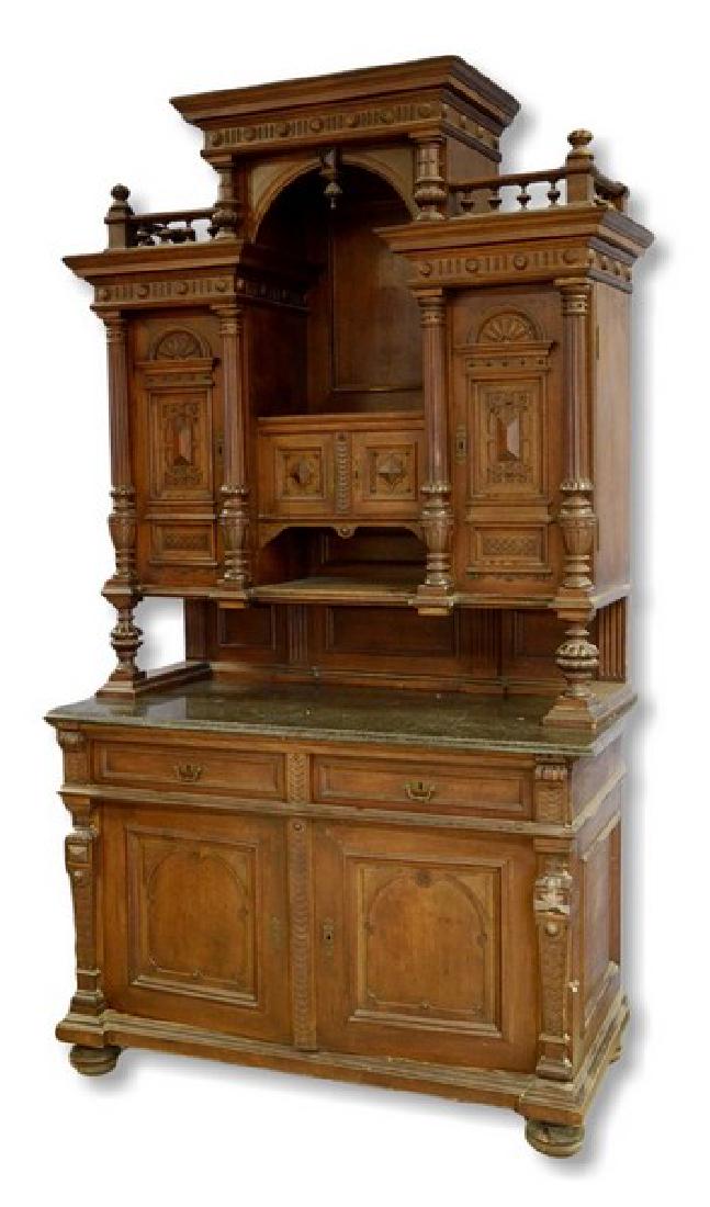 Continental Victorian 2-Part carved walnut sideboard (1 of 1)