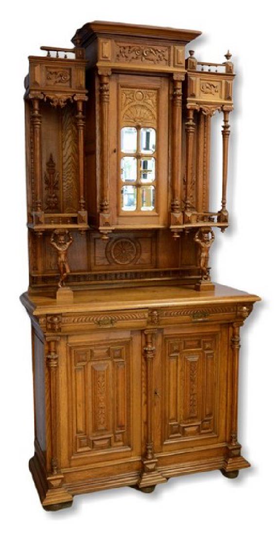 Continental 2-Piece carved oak sideboard (1 of 1)