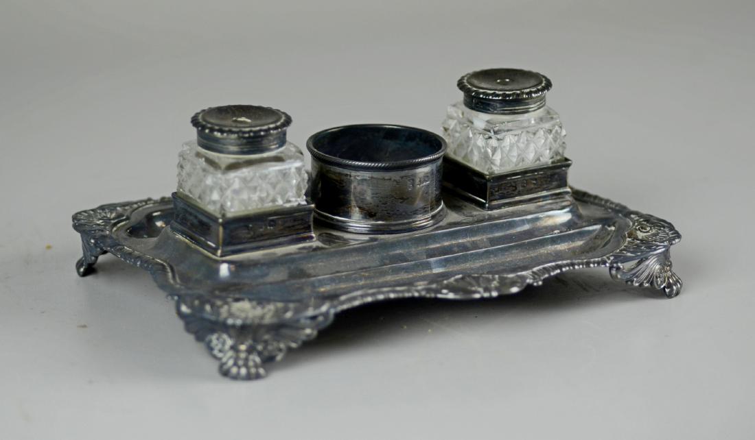George III silver double inkstand, Craddock & Reid (1 of 2)