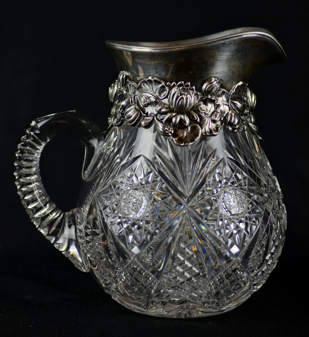 Brilliant Cut Glass Pitcher, Gorham Sterling Mounts (1 of 5)